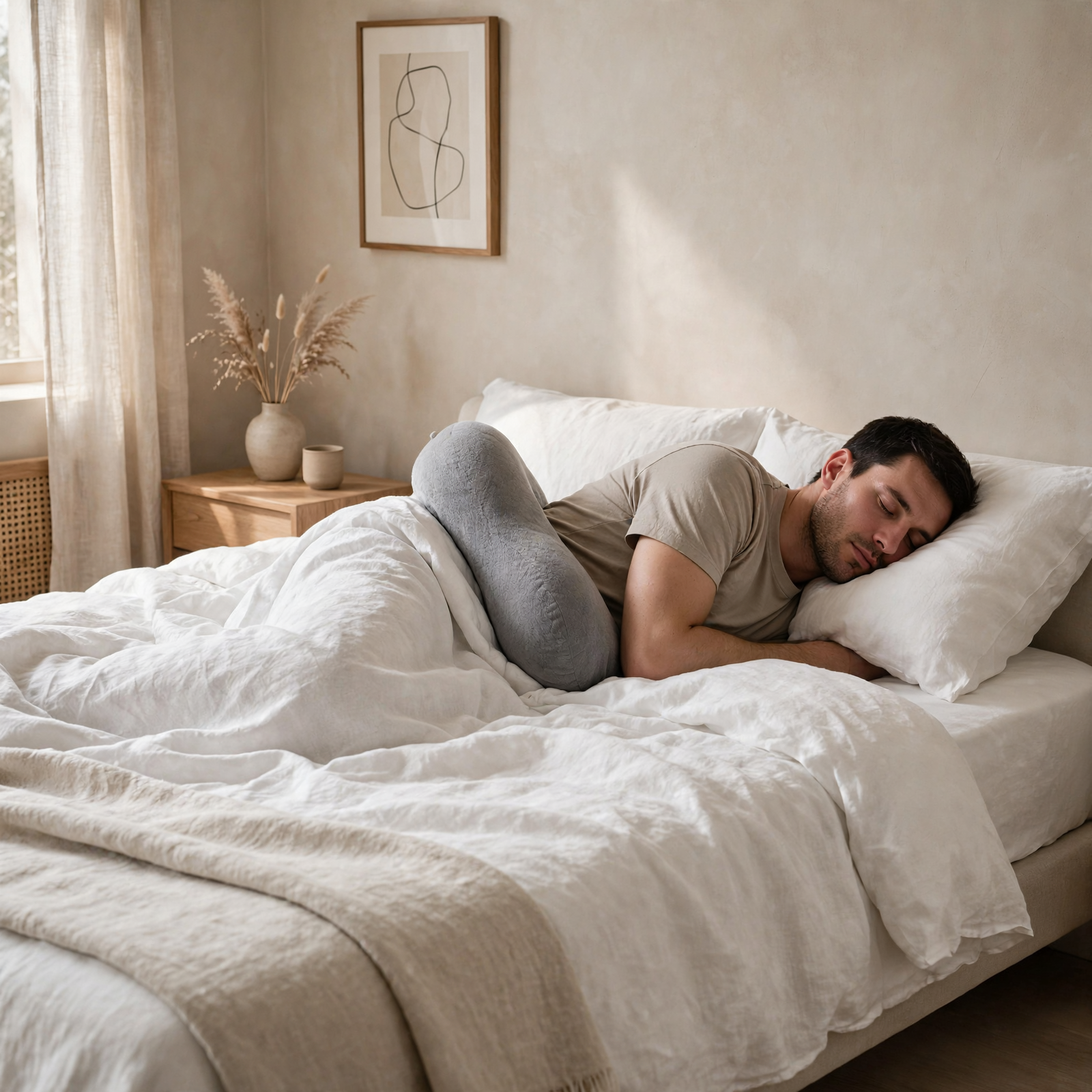 Almohada Corporal Ergonómica Snuggi™ | Alineación y Descanso Total en uso